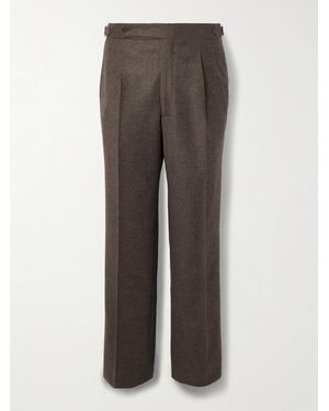 STÒFFA Straight-Leg Pleated Wool And Cashmere-Blend Trousers - Grey