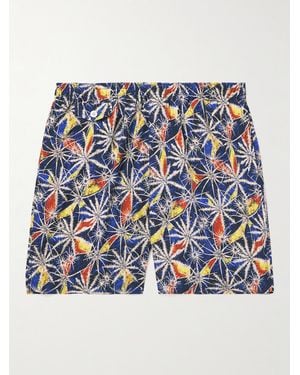 Beams Plus Straight-Leg Mid-Length Printed Shell Swim Shorts - Blue