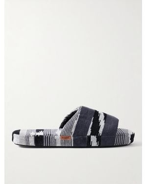 Missoni Clint Striped Cotton-Terry Jacquard Slippers - Blue