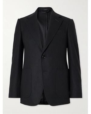 Tom Ford Shelton Brushed Wool And Cashmere-Blend Blazer - Black