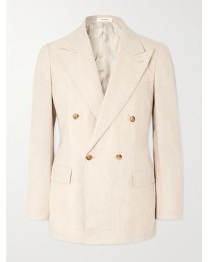 Umit Benan Richard Double-Breasted Linen And Wool-Blend Suit Jacket - Natural