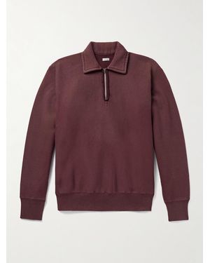 A.PRESSE Vintage Cotton-jersey Half-zip Sweatshirt - Red