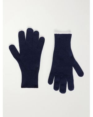 Brunello Cucinelli Ribbed Cashmere Gloves - Blue