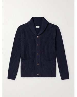 Hartford Shawl-Collar Ribbed Wool Cardigan - Blue