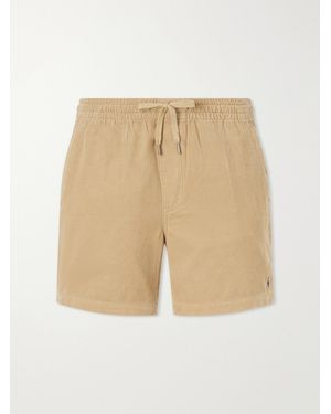 Polo Ralph Lauren Straight-leg Logo-embroidered Cotton-corduroy Drawstring Shorts - Natural