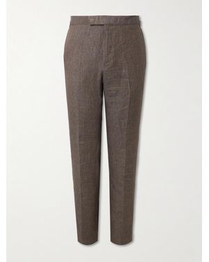 Kingsman Straight-Leg Linen Suit Trousers - Brown