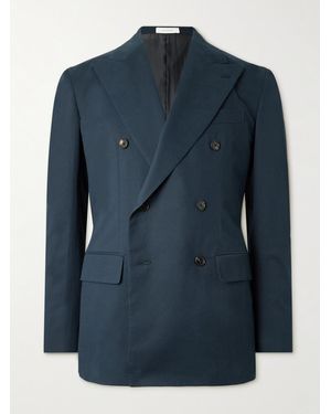 Umit Benan Pietro Double-breasted Cotton-blend Twill Suit Jacket - Blue