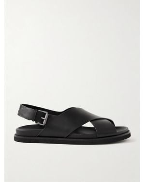 Polo Ralph Lauren Zane Oiled-Leather Sandals - Black