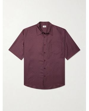 Saint Laurent Printed Silk-satin Polo Shirt - Purple