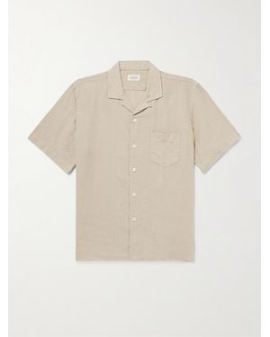 Hartford Palm Convertible-Collar Linen Shirt - White