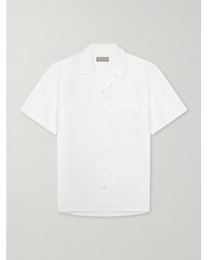 Canali Camp-Collar Cotton And Linen-Blend Shirt - White