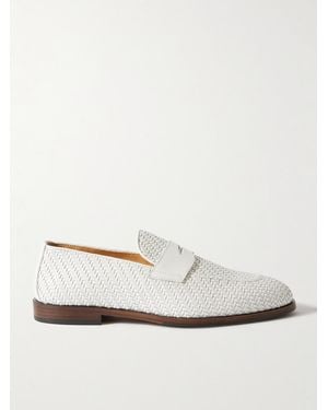 Brunello Cucinelli Pennyloafers aus geflochtenem Leder - Weiß