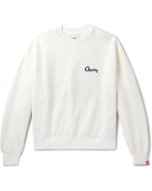 CHERRY LA Logo-Embroidered Cotton-Jersey Sweatshirt - White