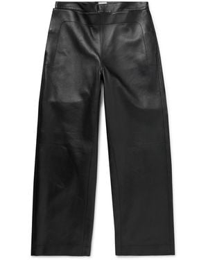 Bottega Veneta Layered Wide-Leg Leather Pants - Gray