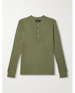 RRL Waffle-knit Cotton-jersey Henley T-shirt - Green
