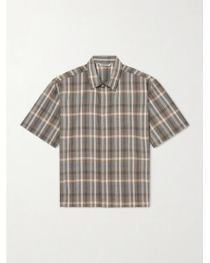 AURALEE Checked Wool Shirt - Brown