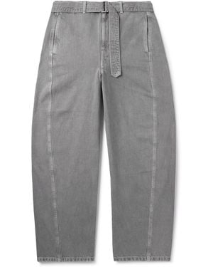 Lemaire Twisted Wide-leg Belted Jeans - Gray