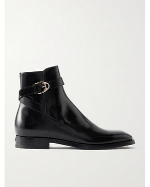 Gucci Buckled Leather Boots - Black
