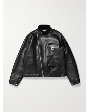 Sacai Carhartt Wip Cotton Corduroy-Trimmed Leather Jacket - Black