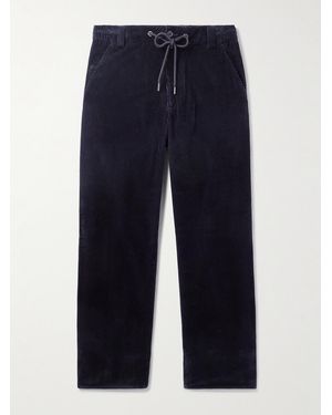Moncler Straight-Leg Cotton-Corduroy Trousers - Blue