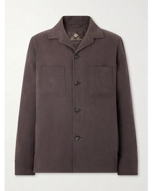 Loro Piana Evandro Herringbone Linen Overshirt - Brown
