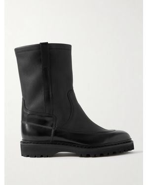 John Lobb Ridge Smooth And Full-Grain Leather Chelsea Boots - Black