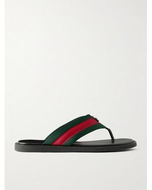 Gucci Logo-Embellished Leather-Trimmed Sandals - Black