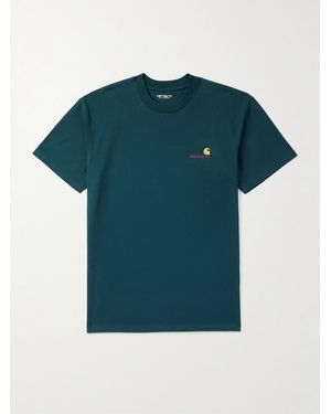 Carhartt American Script Logo-Embroidered Organic Cotton-Jersey T-Shirt - Green