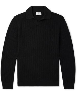 MR P. Open-knit Wool Polo Shirt - Black