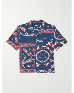 Bode Camp-Collar Printed Cotton-Voile Shirt - Blue