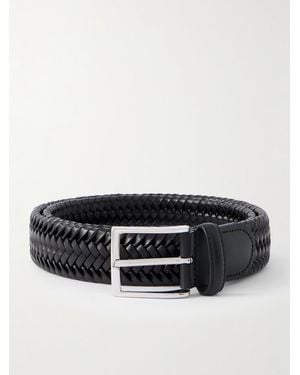 Rubinacci 3.5Cm Woven Leather Belt - Black