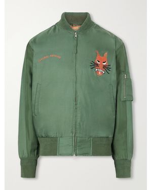 Kardo Max Embroidered Silk-Twill Bomber Jacket - Green
