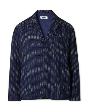 YMC Scuttler Sashiko Indigo-dyed Cotton And Wool-blend Suit Jacket - Blue