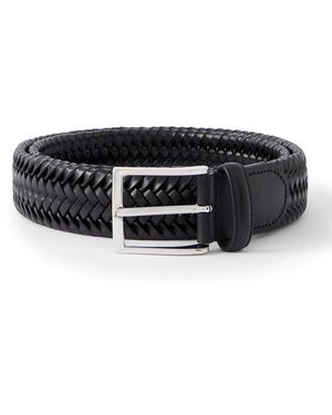 Rubinacci 3.5Cm Woven Leather Belt - Black