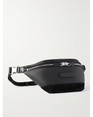 【関税＆送料込み】Tom Ford Leather Belt Bag With Buckle TOM FORD - Leather-Trimmed Suede Belt Bag TOM FORD