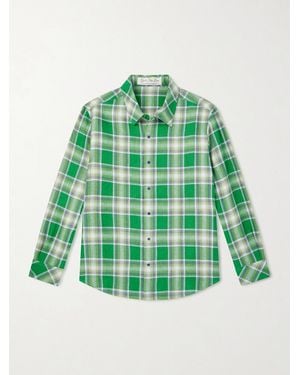 God's True Cashmere Harbor Checked Linen Shirt - Green