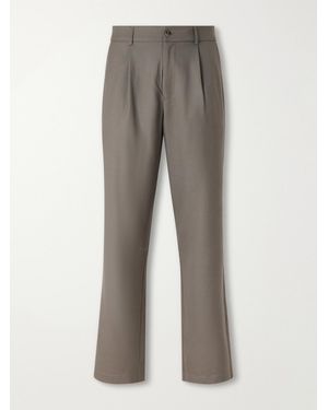 De Bonne Facture One Pleat Straight-Leg Pleated Virgin Wool Trousers - Grey