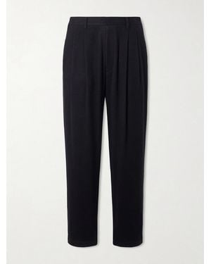 Ssstein Straight-leg Silk-blend Flannel Trousers - Blue