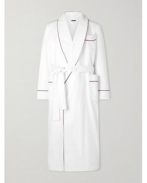 Tom Ford Piped Silk Robe - White