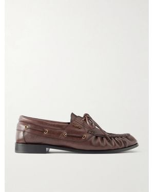 Saint Laurent Le Loafer Monogram Logo-appliquéd Leather Loafers - Brown
