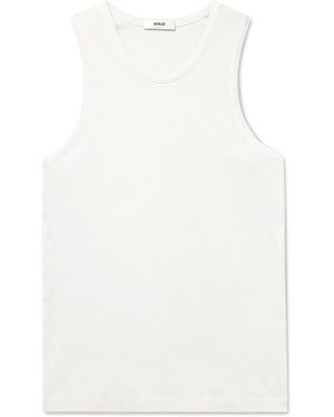 Agolde Viggo Ribbed Stretch Organic Cotton And Tencel Lyocell-Blend Tank Top - White