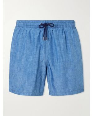 Canali Straight-Leg Mid-Length Swim Shorts - Blue