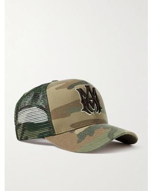 Amiri Ma Logo-embroidered Camouflage-print Cotton-canvas And Mesh Trucker Cap - Green