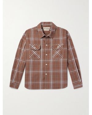 Remi Relief Checked Cotton-Twill Shirt - Brown