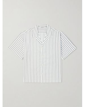 A Kind Of Guise Samata Camp-collar Striped Cotton - White