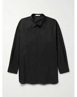 The Row Lukre Oversized Cotton And Cashmere-Blend Twill Shirt - Black