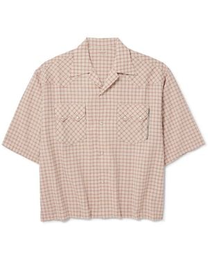 Kapital Camp-collar Logo-appliquéd Checked Cotton And Linen-blend Seersucker Western Shirt - Pink
