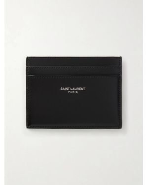 Saint Laurent Logo-Print Leather Cardholder - Schwarz
