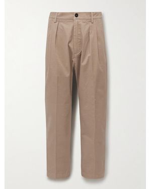 Massimo Alba Stan Tapered Pleated Cotton-Twill Trousers - Natural