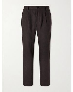 Oliver Spencer Coney Straight-Leg Pleated Linen Suit Trousers - Black